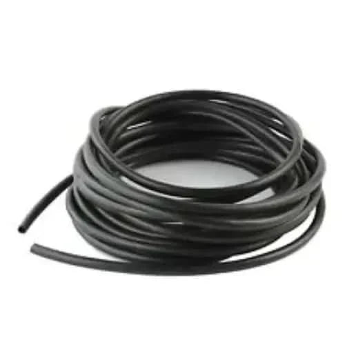 Coiled black rubber tubing.