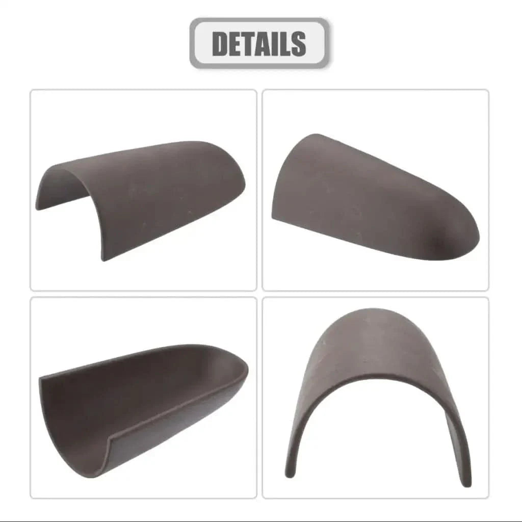 Brown curved protective caps.
