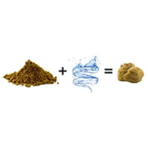 Powder plus water equals dough.