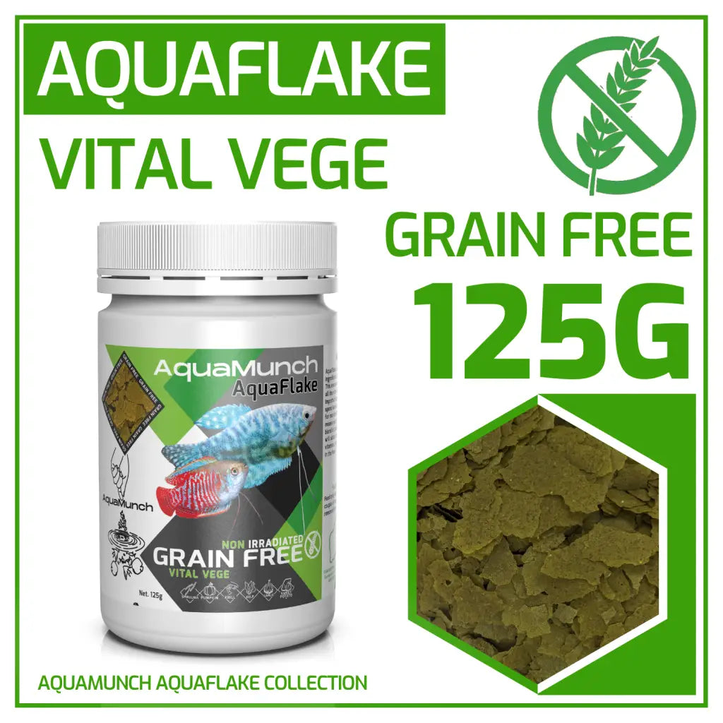 AquaMunch AquaFlake Fish Food - Vital Vege (Flake) - 125g