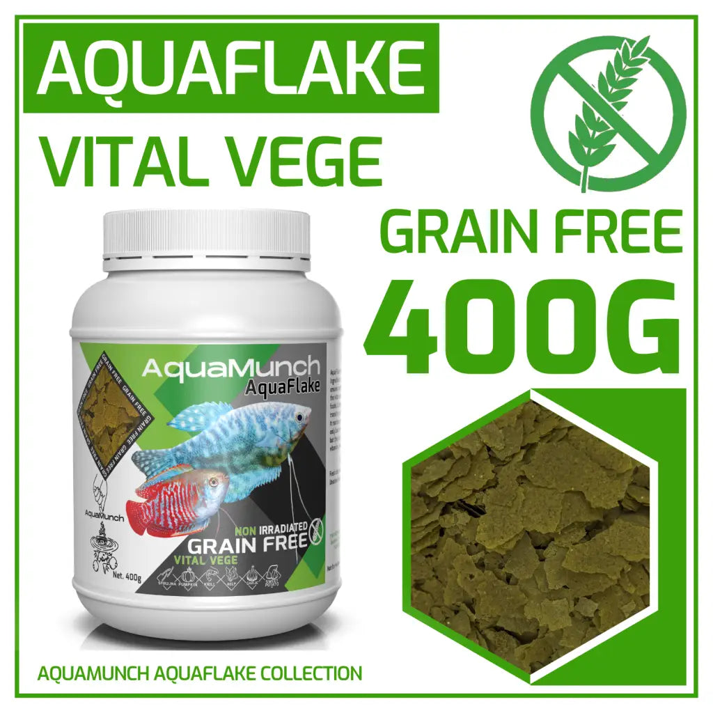 AquaMunch AquaFlake Fish Food - Vital Vege (Flake) - 400g