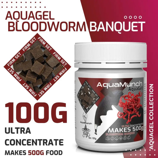 AquaMunch AquaGel Fish Food - Bloodworm Banquet - 100g