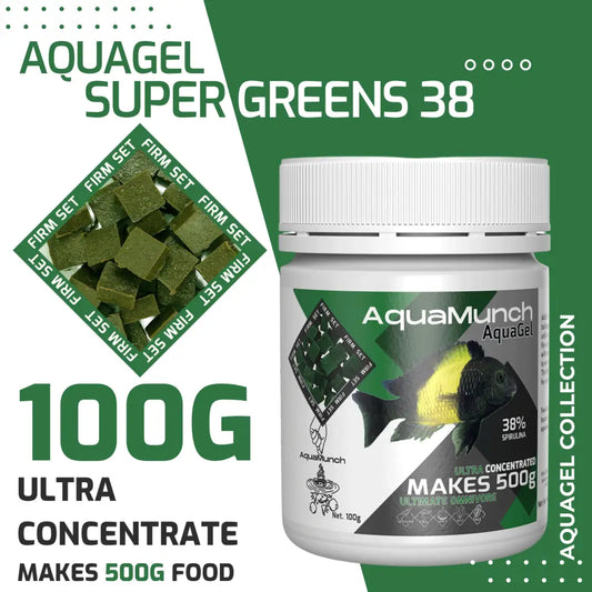 AquaMunch AquaGel Fish Food - Super Greens - 100g “Makes