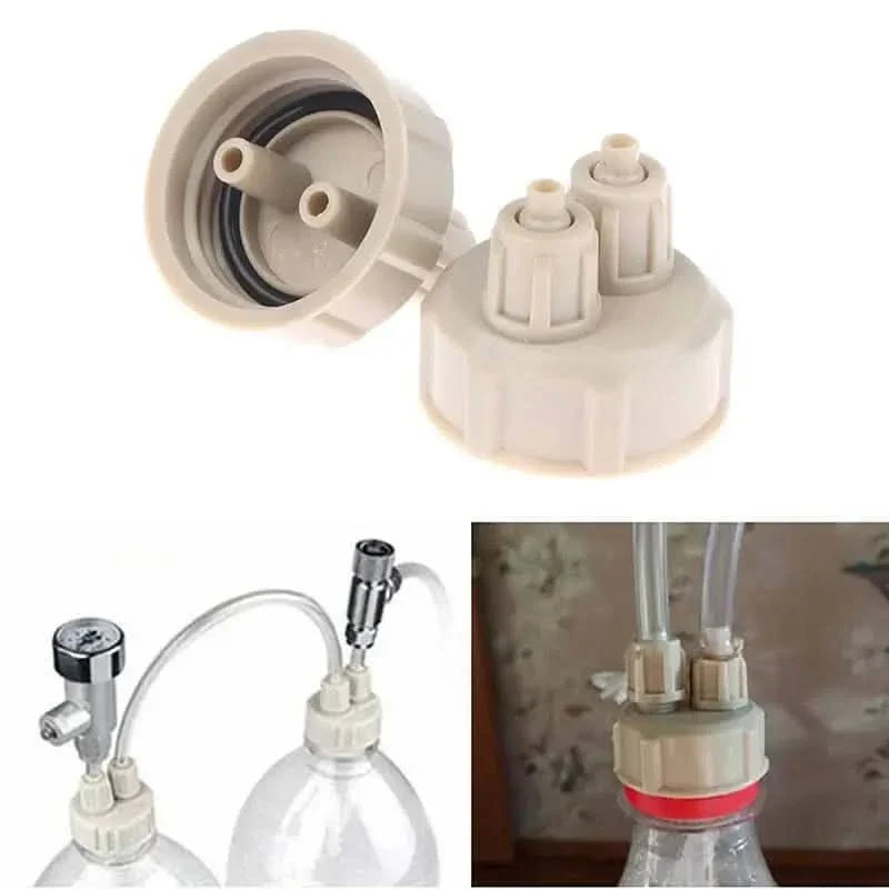 Bottle cap with dual tube connectors.