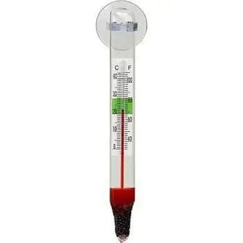 Glass thermometer with suction cup.