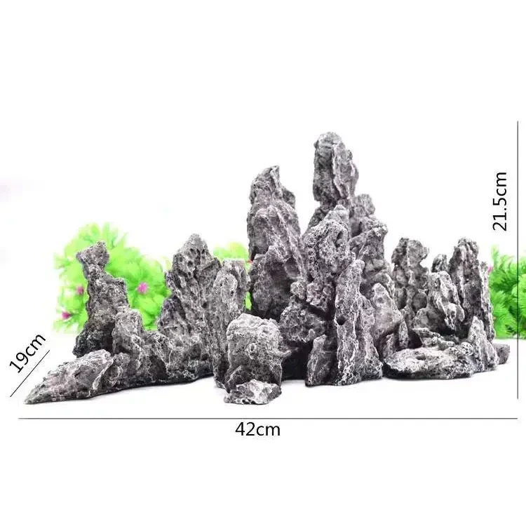 Gray rock aquarium decoration.