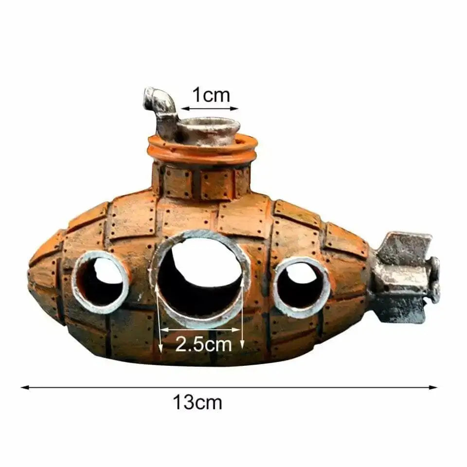Aquarium Submarine Wreckage Hiding Cave Fish Tank