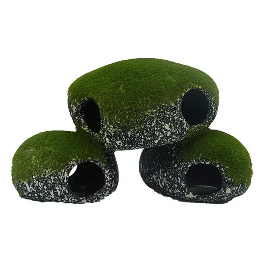 Ceramic 3 in 1 Green Moss Cichlid Breeding Cave