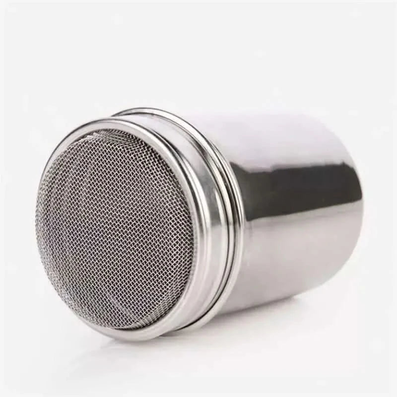 Stainless steel powder shaker.