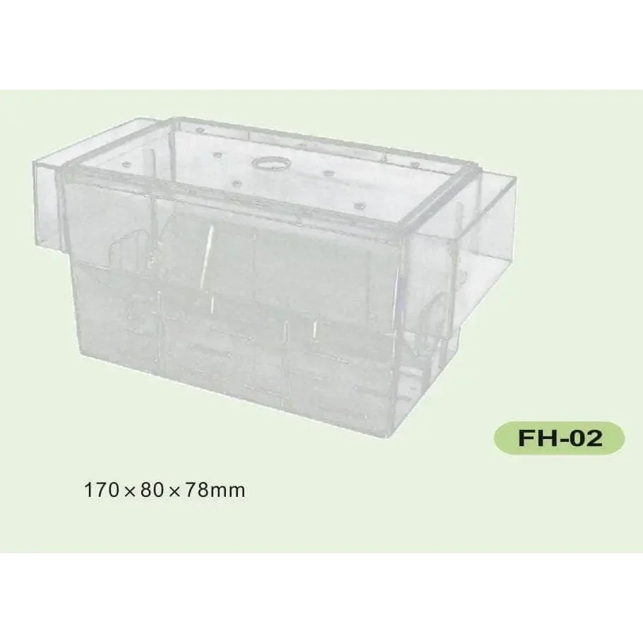 Transparent acrylic box with holes.