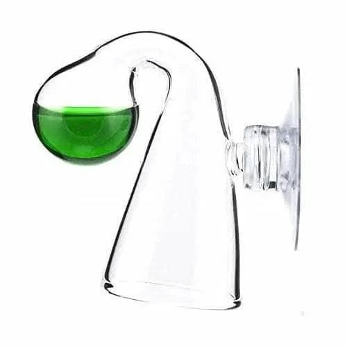 Glass CO2 indicator with green solution.
