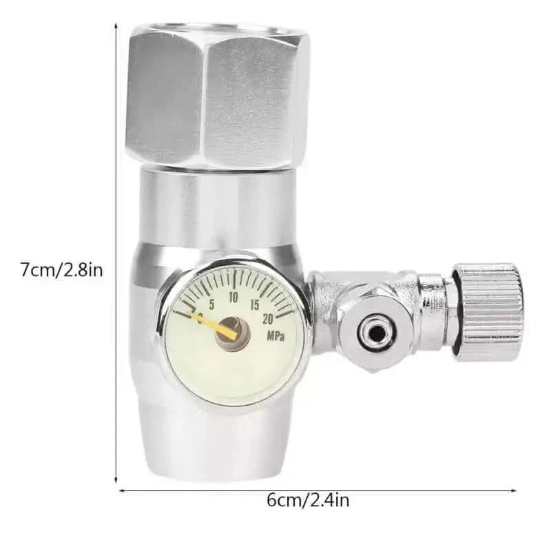 Silver pressure regulator with gauge.