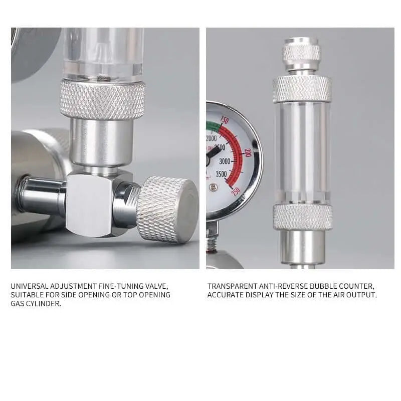 CO2 Regulator w/ 2 Gauges/Solenoid/Bubble Counter
