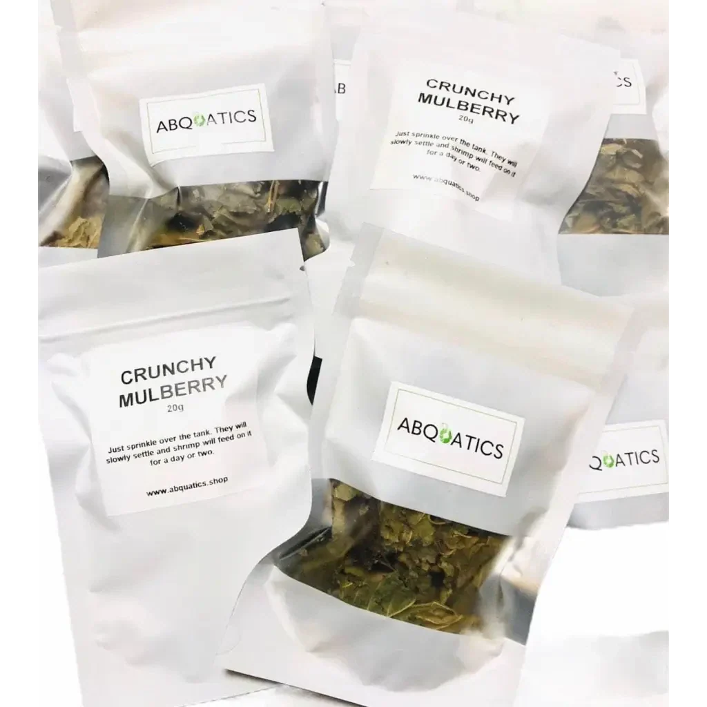 Packaged crunchy mulberry leaves.