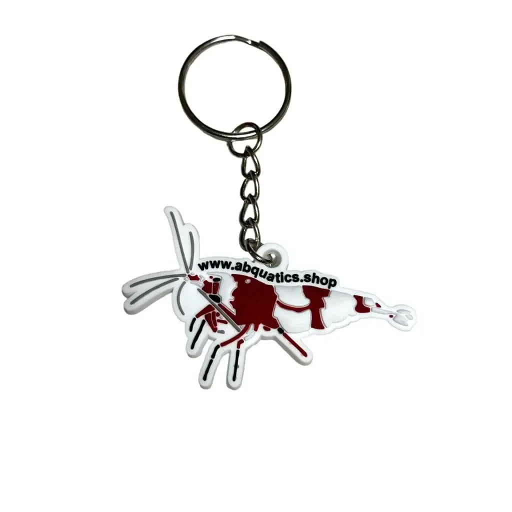Red and white shrimp keychain.