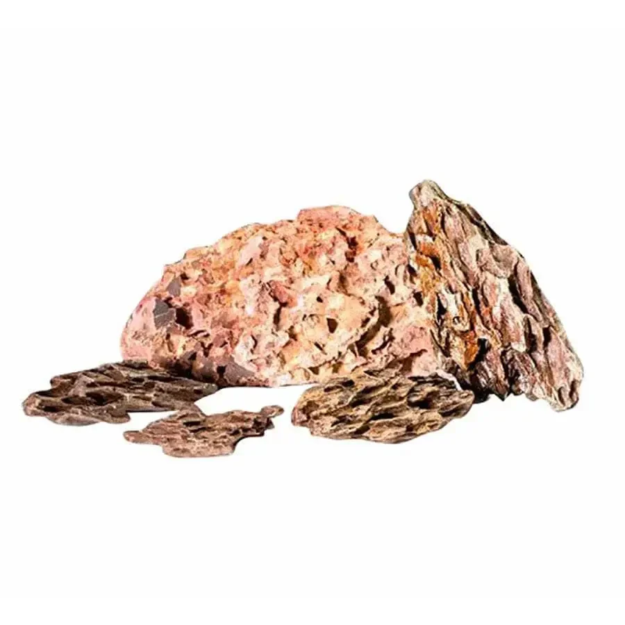 Porous, textured, reddish-brown rocks.