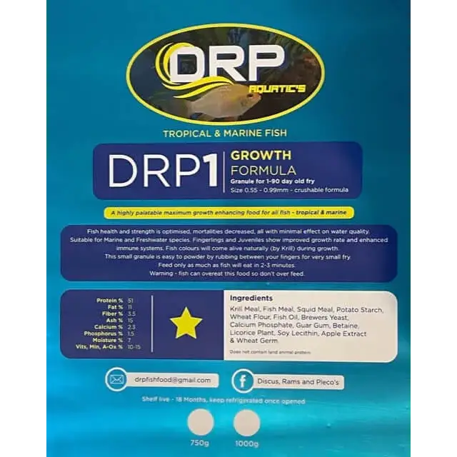 DRP 1 AQUATIC GROWTH FOOD FORMULA - TROPICAL MARINE FISH FRY