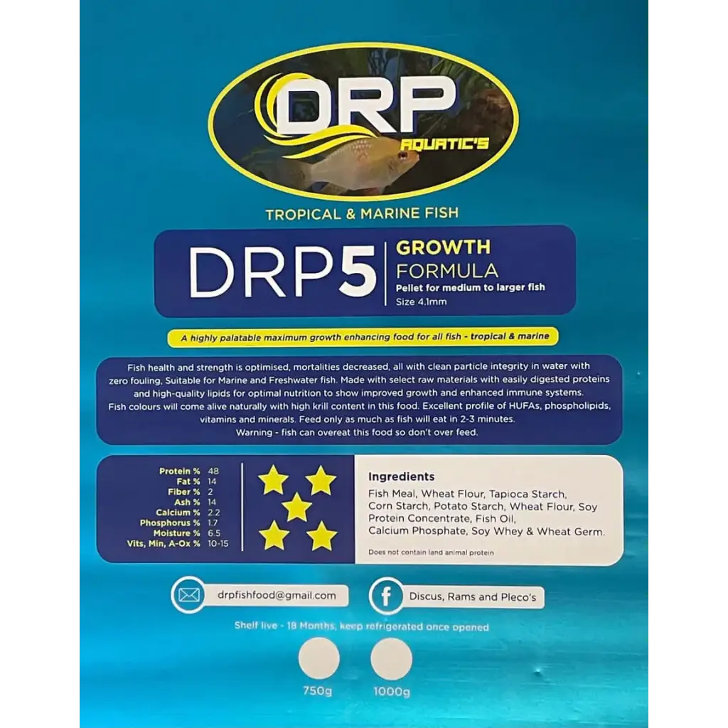 DRP 5 AQUATIC GROWTH FOOD FORMULA - TROPICAL MARINE MEDIUM -