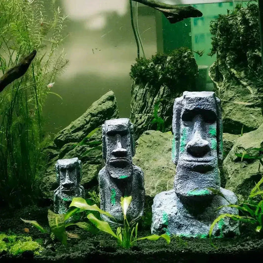 Easter Island Stone Head Aquarium Decor