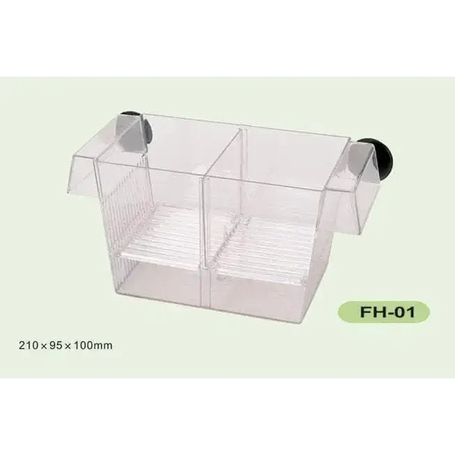 Clear plastic aquarium breeder box.