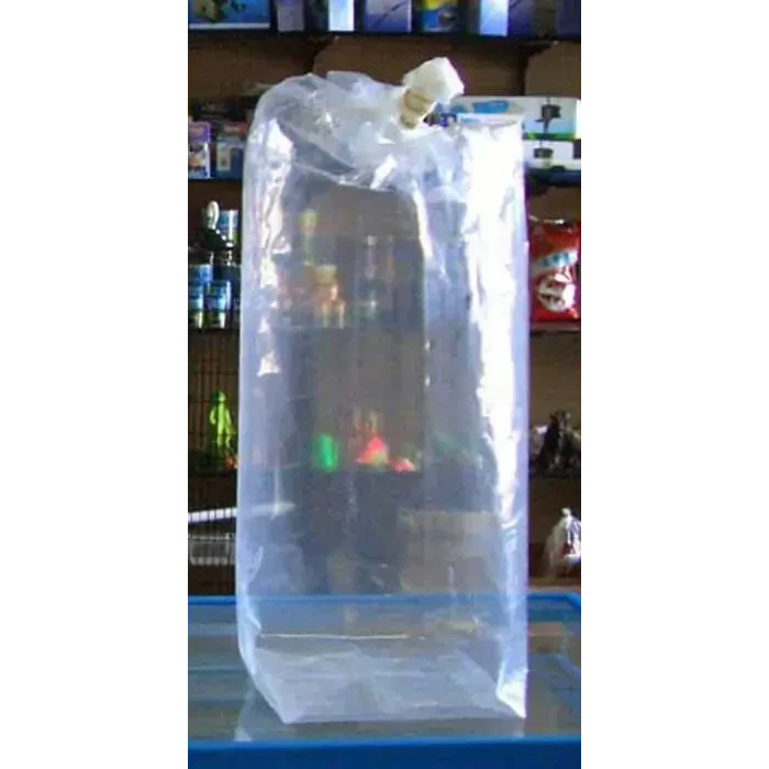 Clear plastic bag with fish.