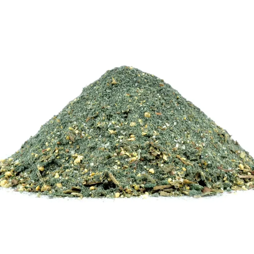 Greenish-gray granular mixture.