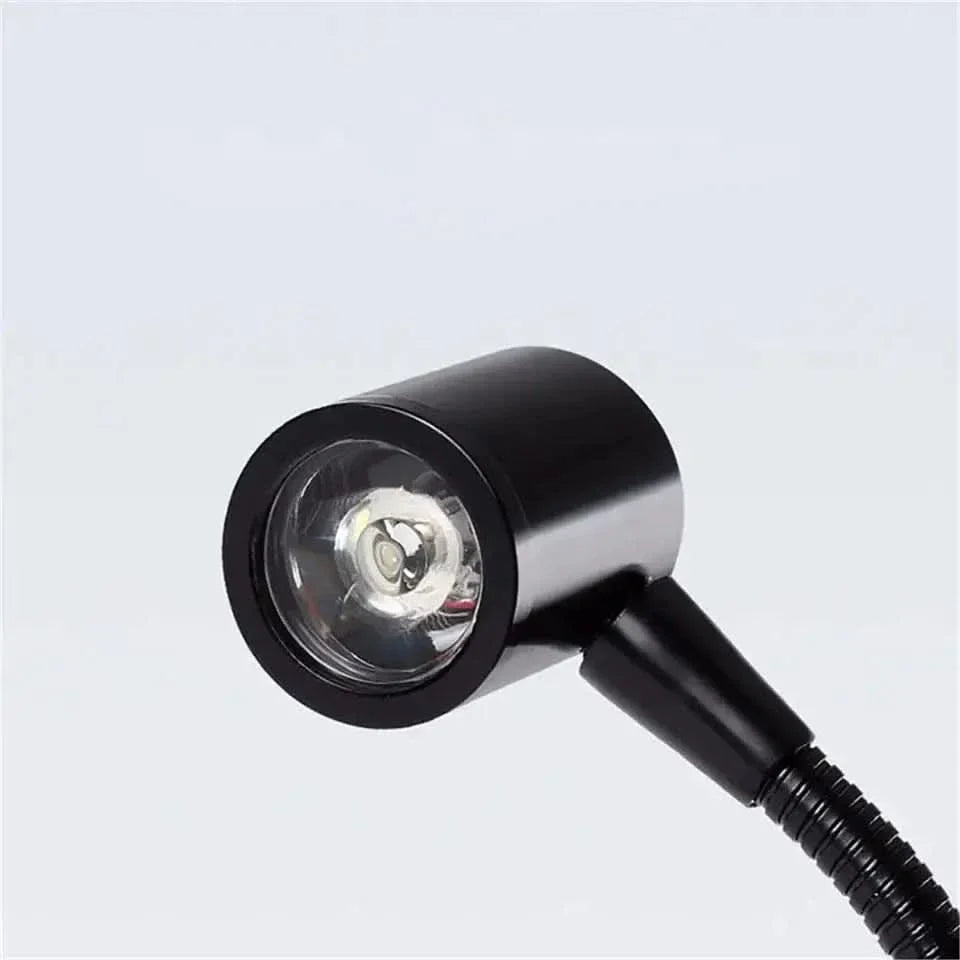 Black gooseneck LED lamp.