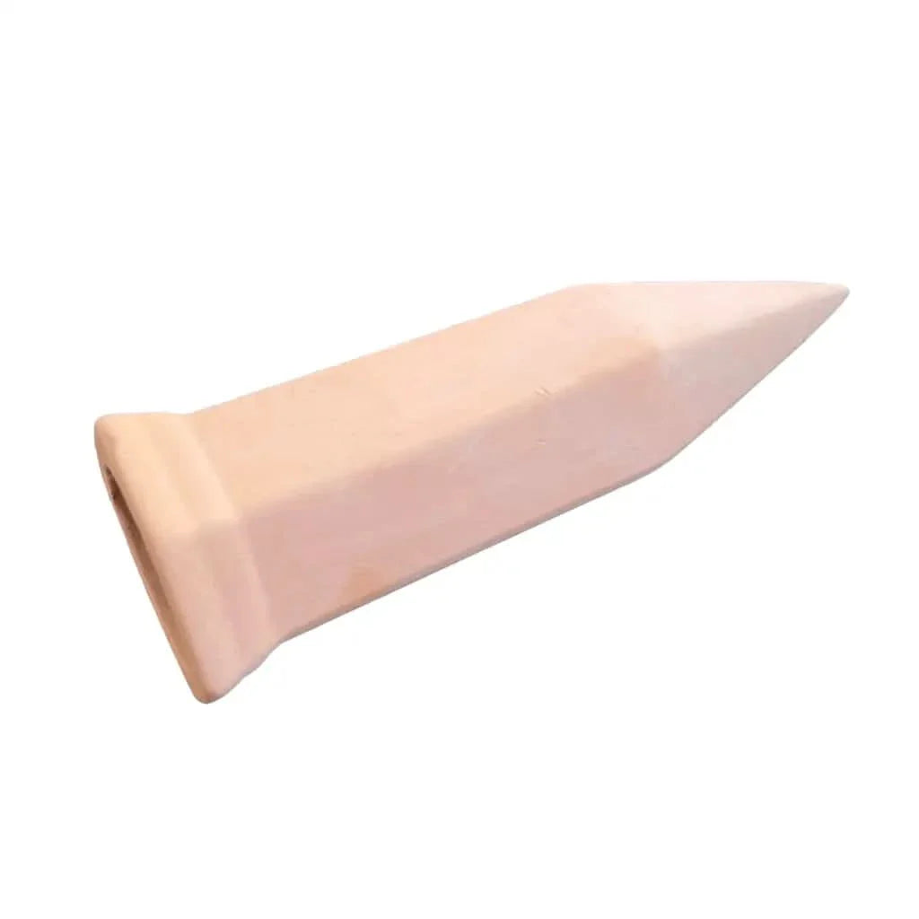 Beige, hexagonal, pointed ceramic stake.