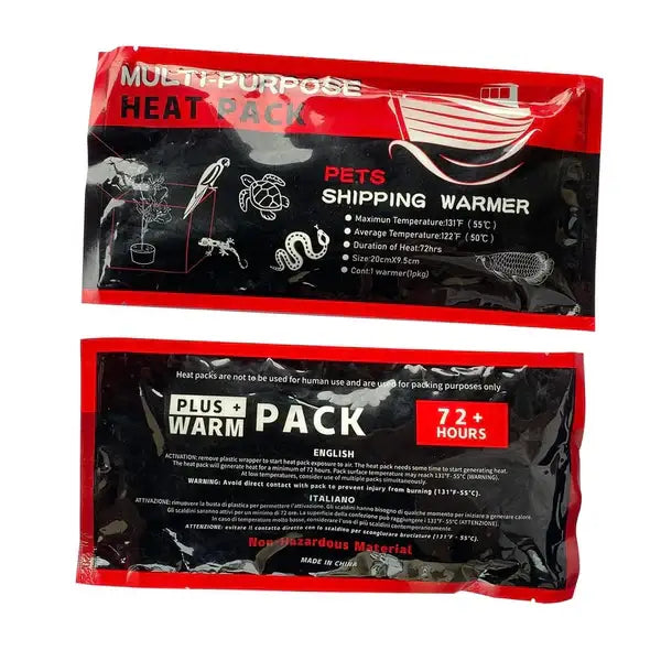 Two pet shipping heat packs.