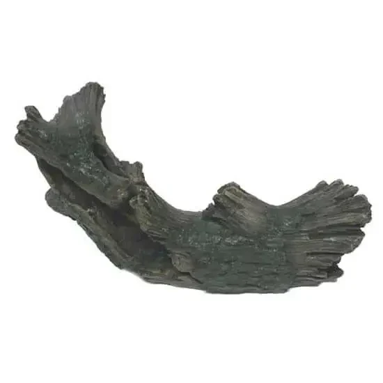 Dark, textured driftwood decoration.