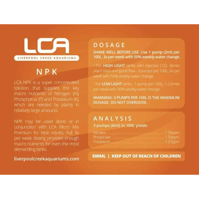 Aquarium plant fertilizer label.