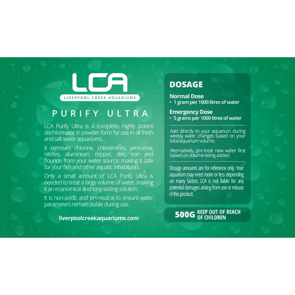 LCA Purify Ultra aquarium dechlorinator.