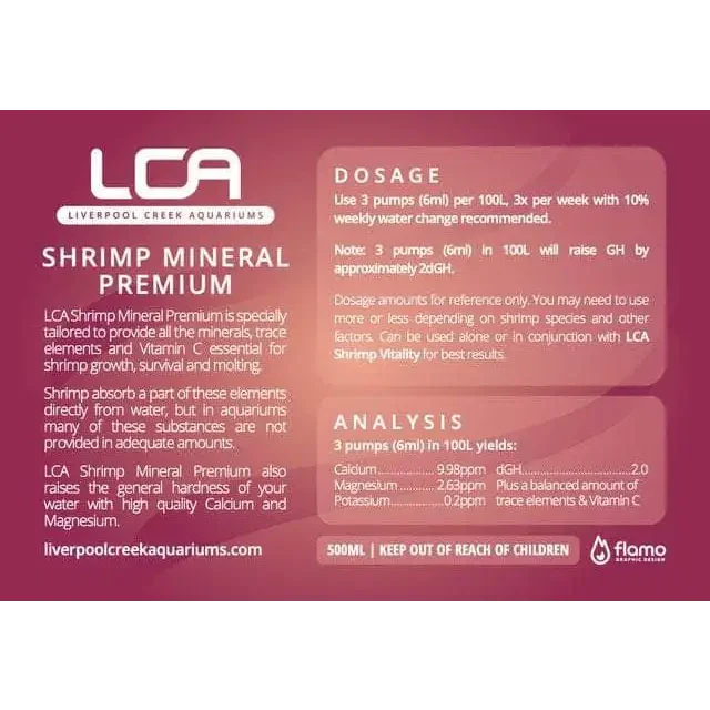 LCA Shrimp Mineral Premium label.