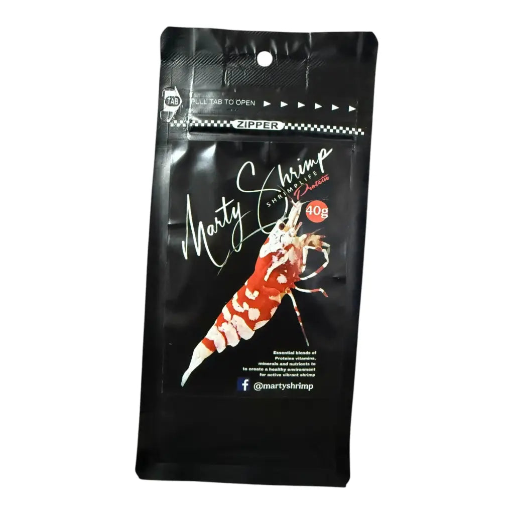 Black bag of shrimp food.