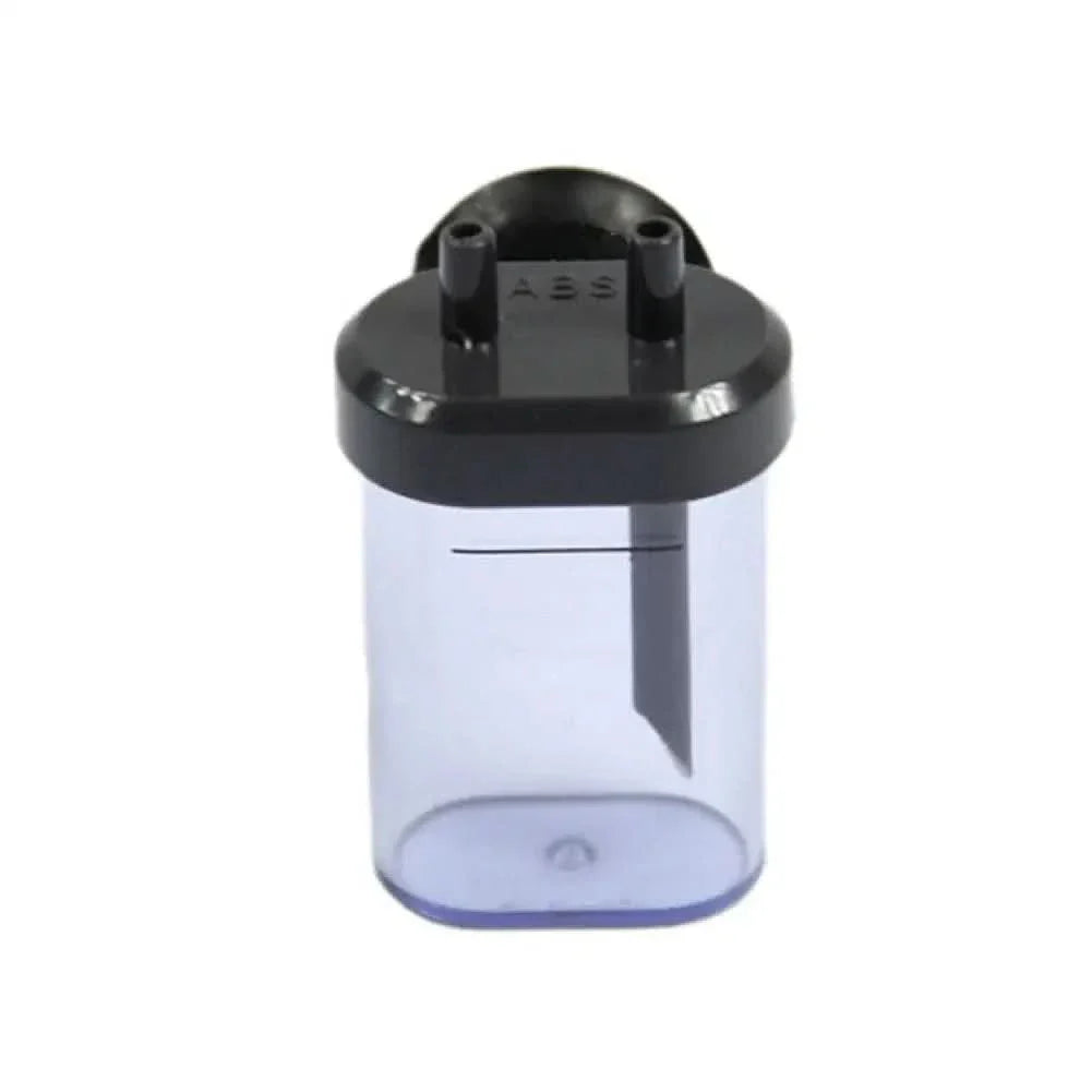Clear plastic humidifier bottle with black top.
