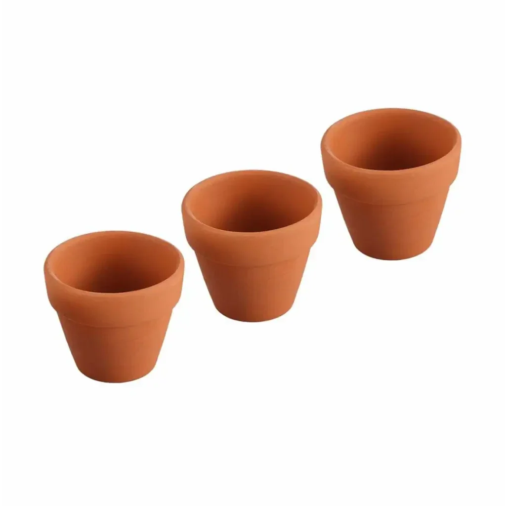 Three terracotta pots.