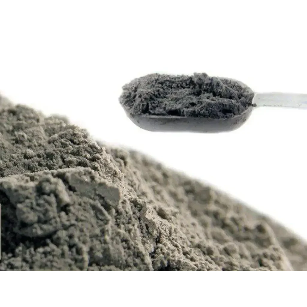 Gray powder and spoonful.