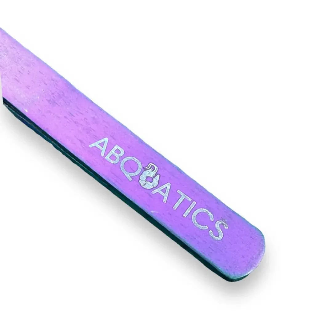 Iridescent tweezers with logo.