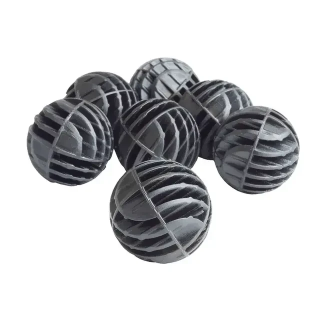 Gray, slotted bio balls.