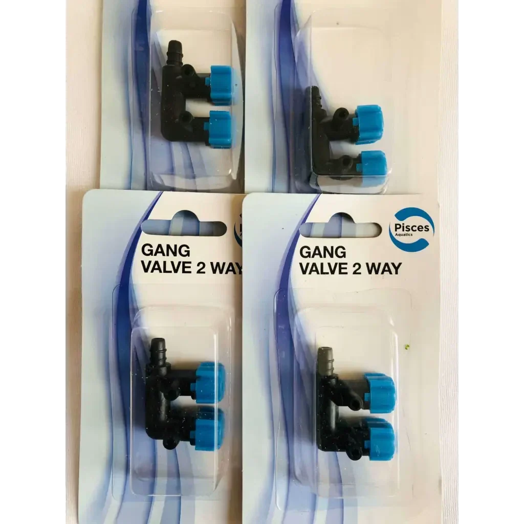 Four packaged two-way gang valves.