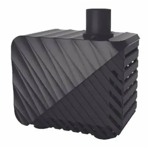 Black, geometric-patterned filter with cylindrical top.