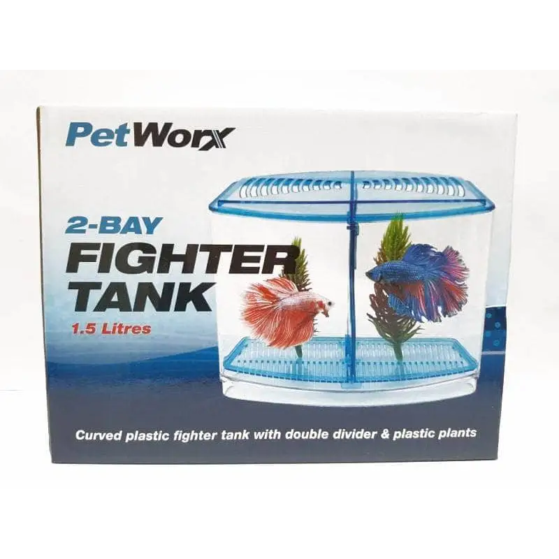 Petworx 2 Bay Fighter Tank 1.5L Fighting Fish Betta Aquarium