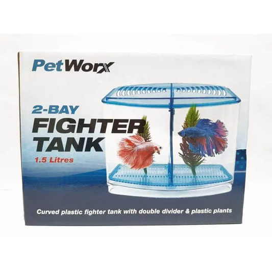 Petworx 2 Bay Fighter Tank 1.5L Fighting Fish Betta Aquarium