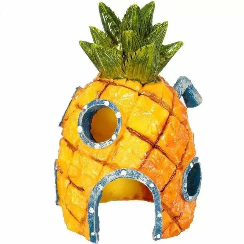 Pineapple-shaped aquarium ornament.