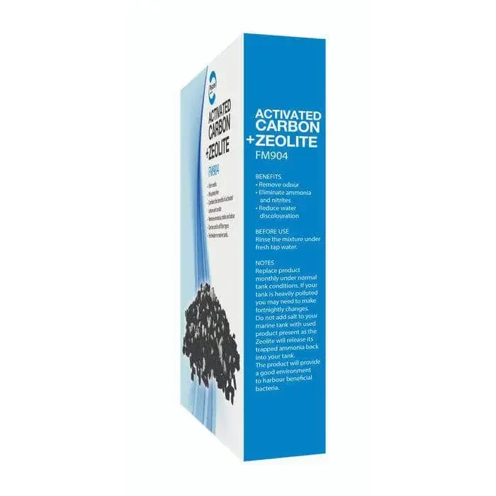 Activated carbon and zeolite aquarium filter media.