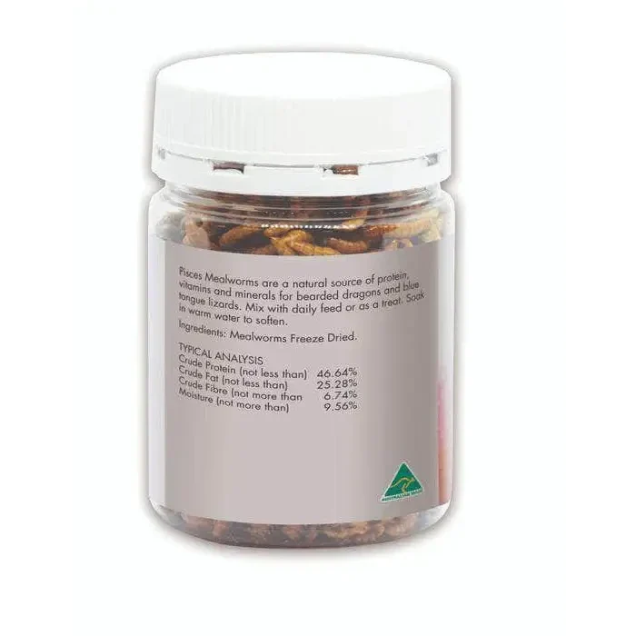 Jar of freeze-dried mealworms for reptiles.