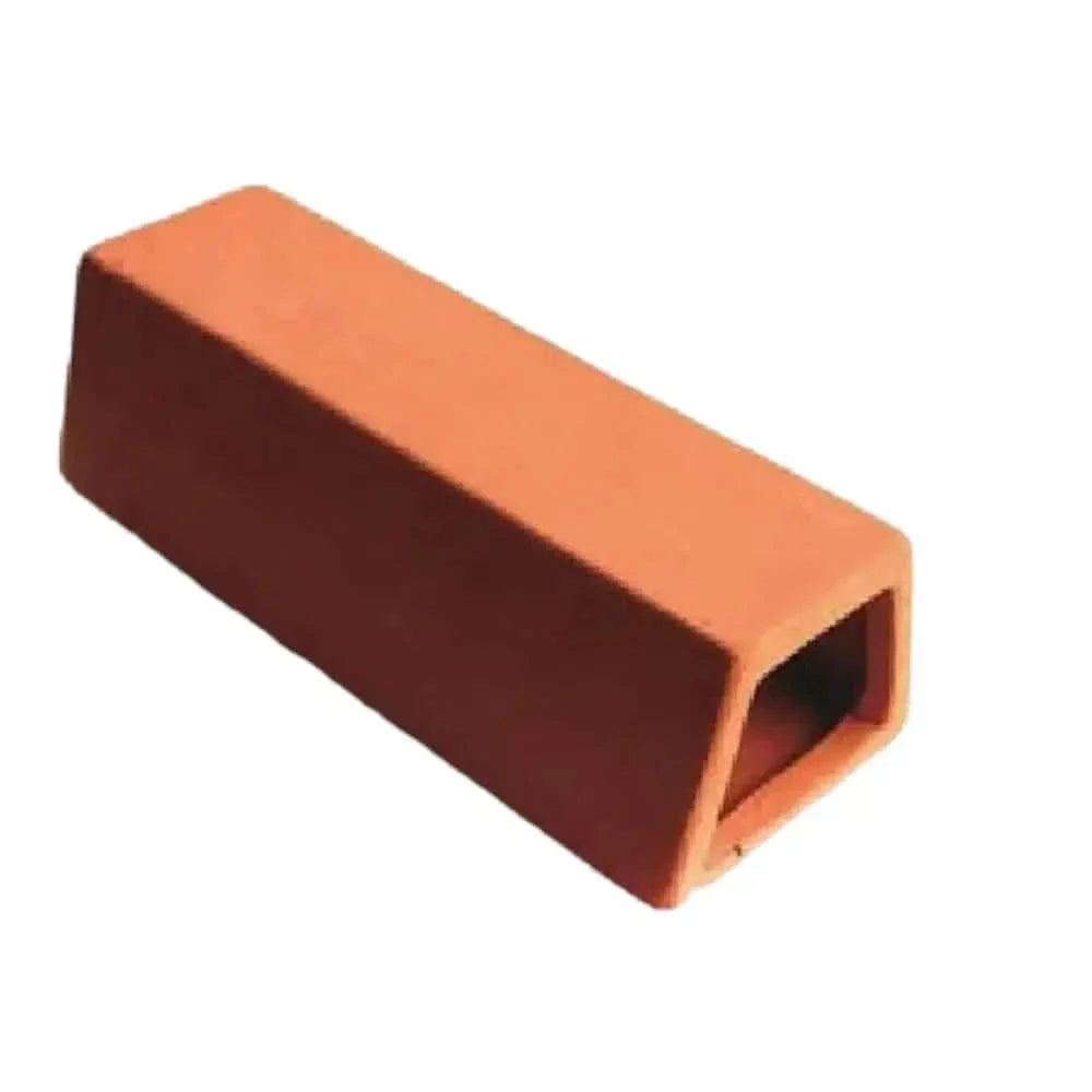 Hollow, rectangular, terracotta brick.