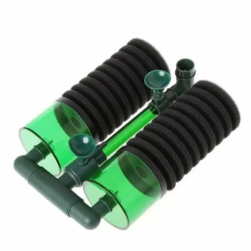 Dual sponge aquarium filter.