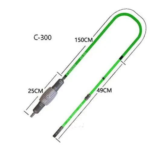 Green flexible cable with labeled dimensions.