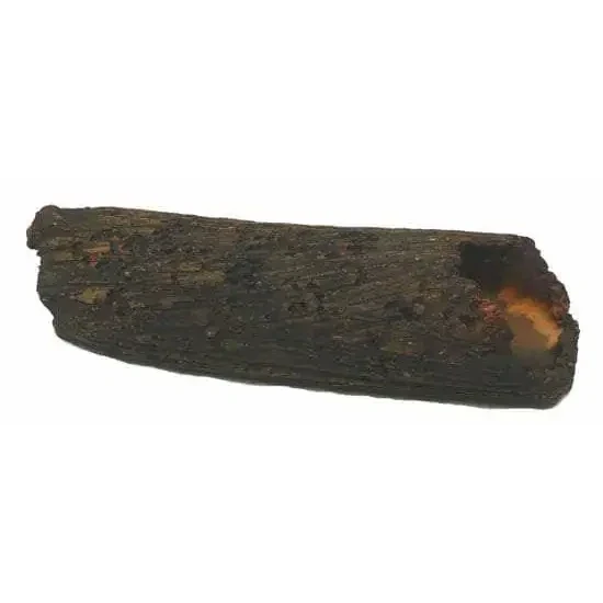 Dark, charred log.